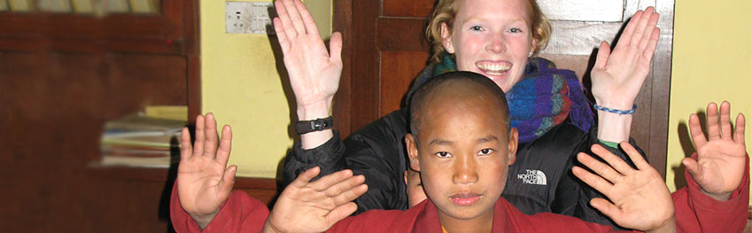 Volunteer with monks